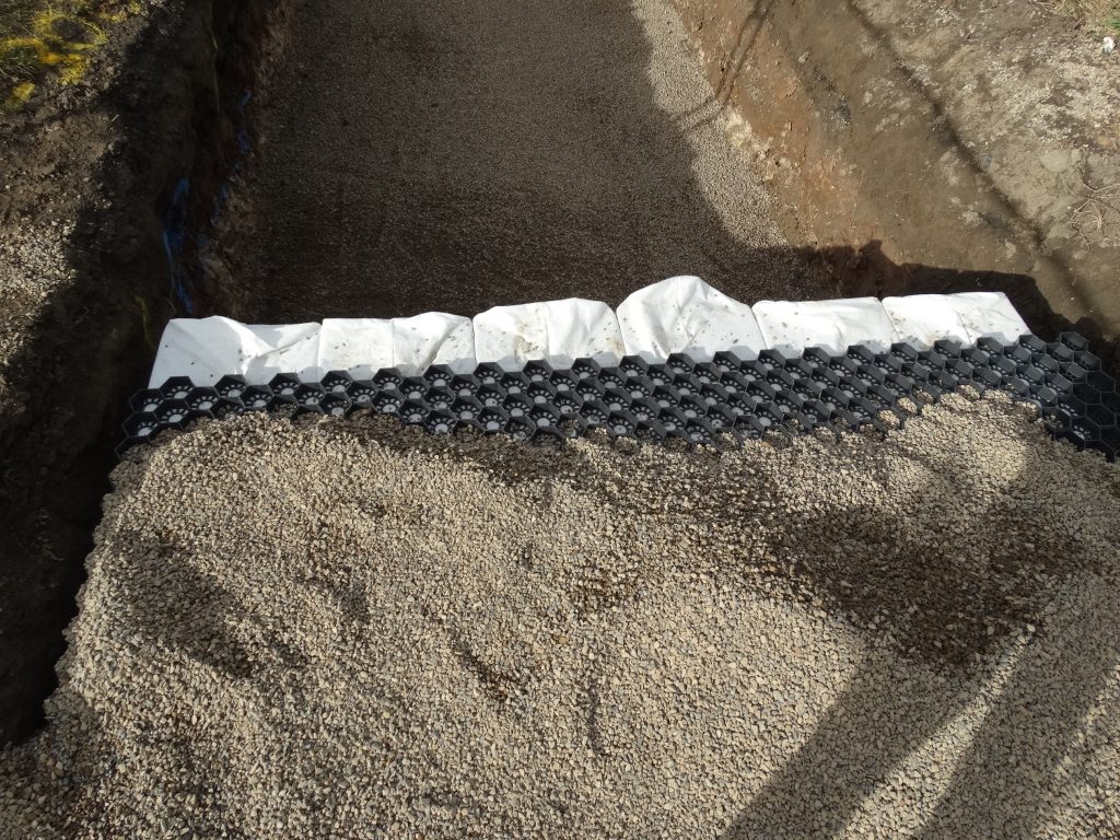 Lizard Lane blocks covered with gravel